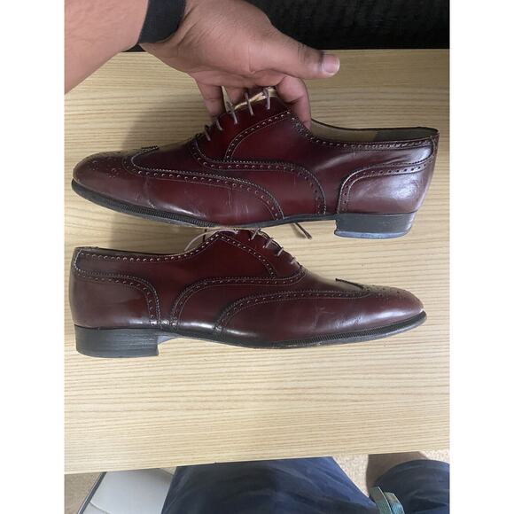 SALVATORE FERRAGAMO Burgundy All Leather Wingtip Oxfords Men\'s Shoes size 10D main image 11